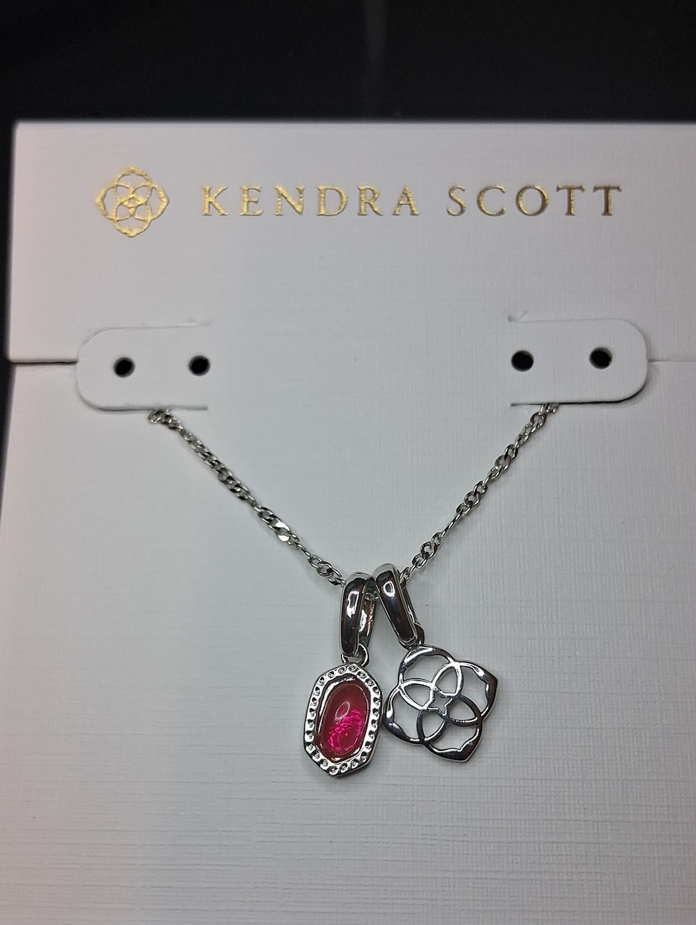 Kendra Scott Mini Elisa Dira Silver Red Kyocera Opal Rhodium Over Brass New